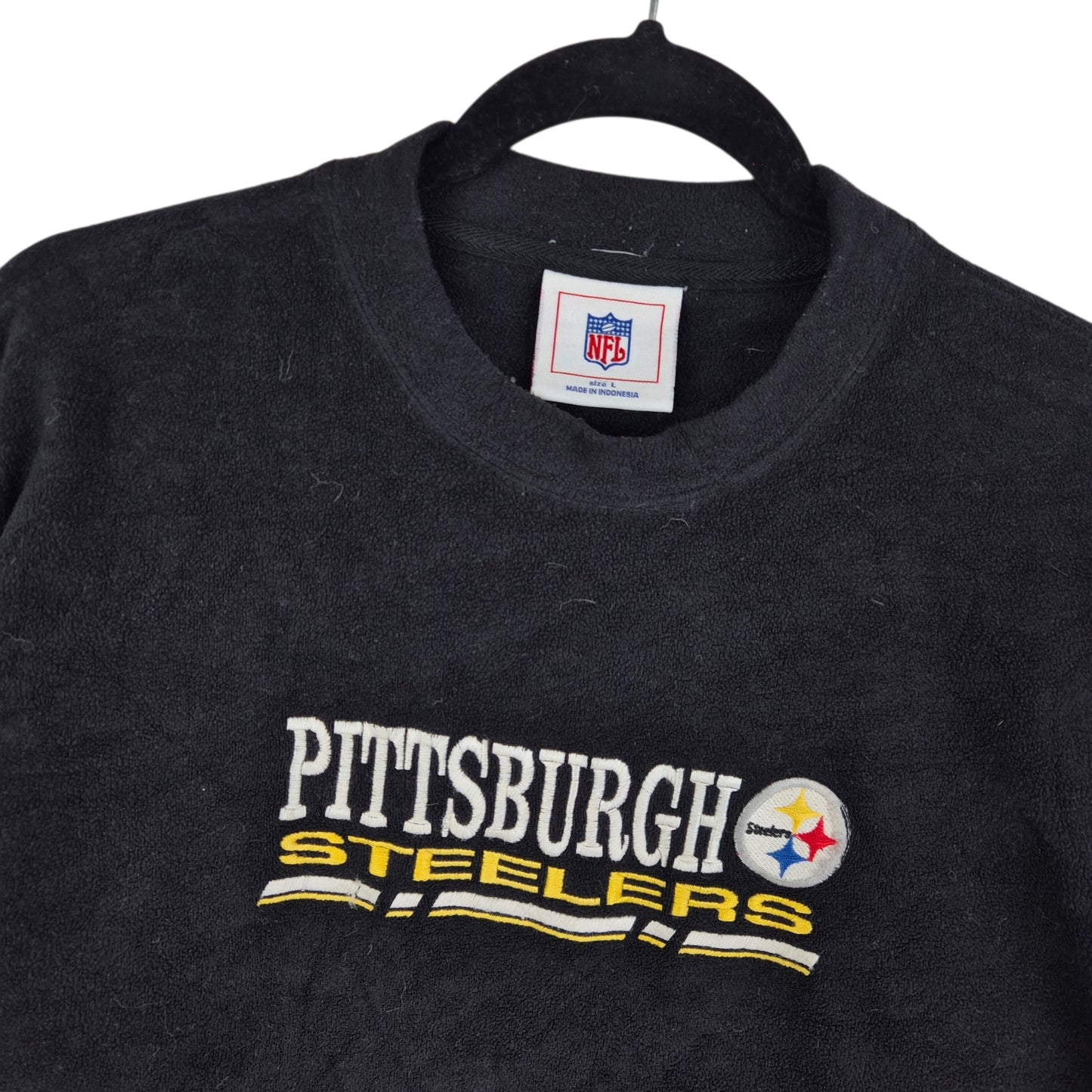 NFL Pittsburgh Steelers Black Embroidered Fleece Sweater Size L