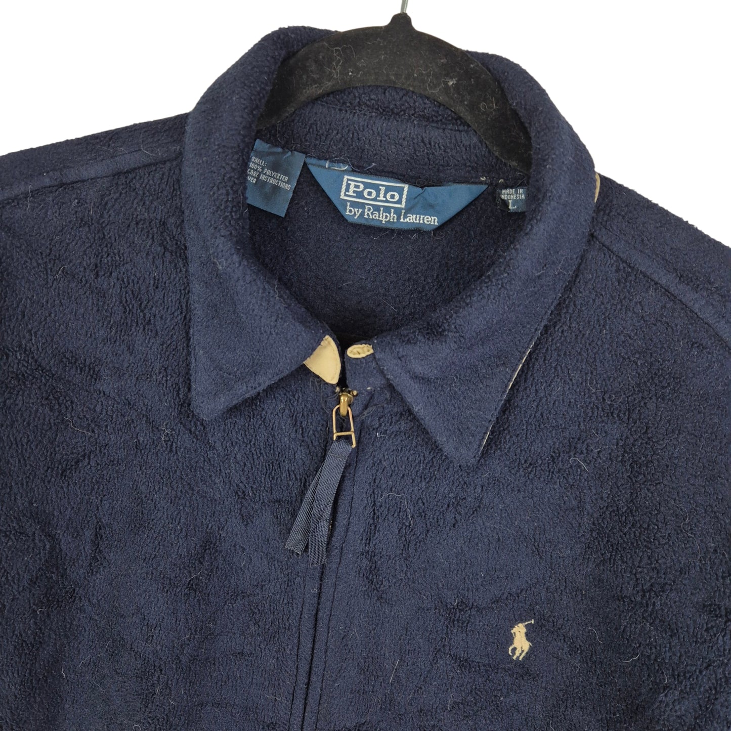 Vintage Polo Ralph Lauren 90's Dark Blue Fleece Bomber Jacket Size L
