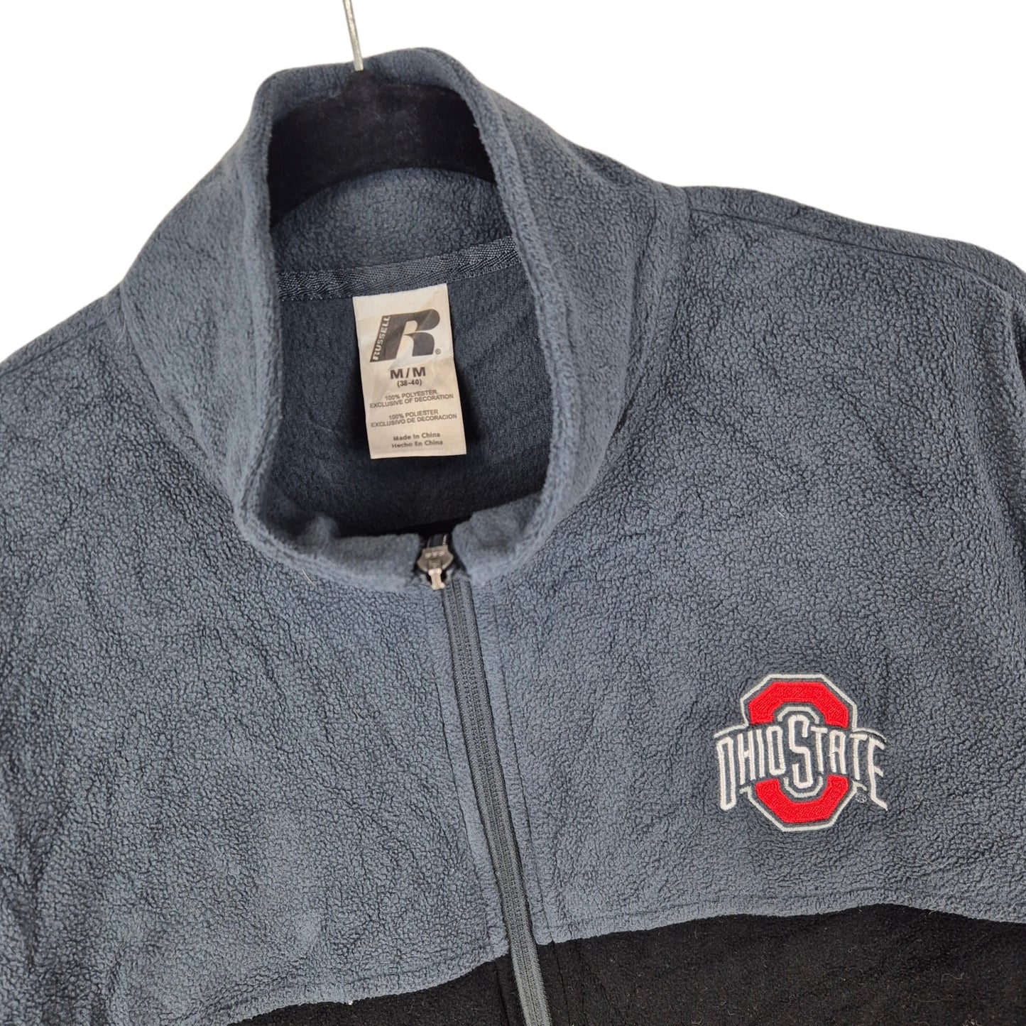 Russell Athletic Ohio State Buckeyes Black & Grey Fleece Zip Jumper Size M