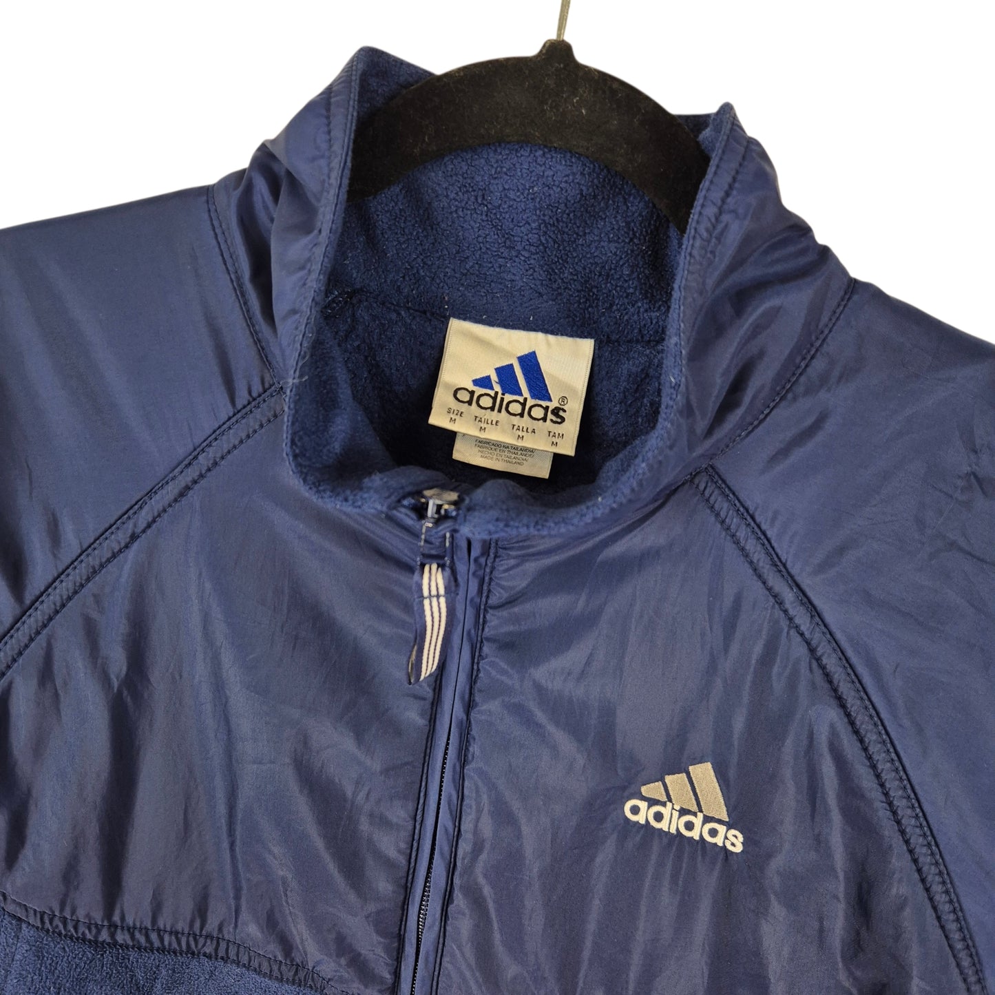 Vintage Adidas 90's Dark Blue Fleece Zip Jumper Size M