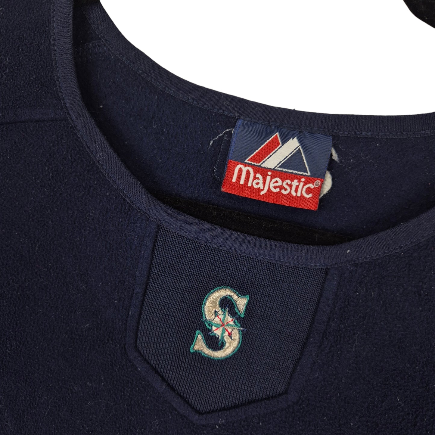 Vintage Majestic MLB Seattle Mariners Dark Blue Fleece Baseball Jumper Size 4XL