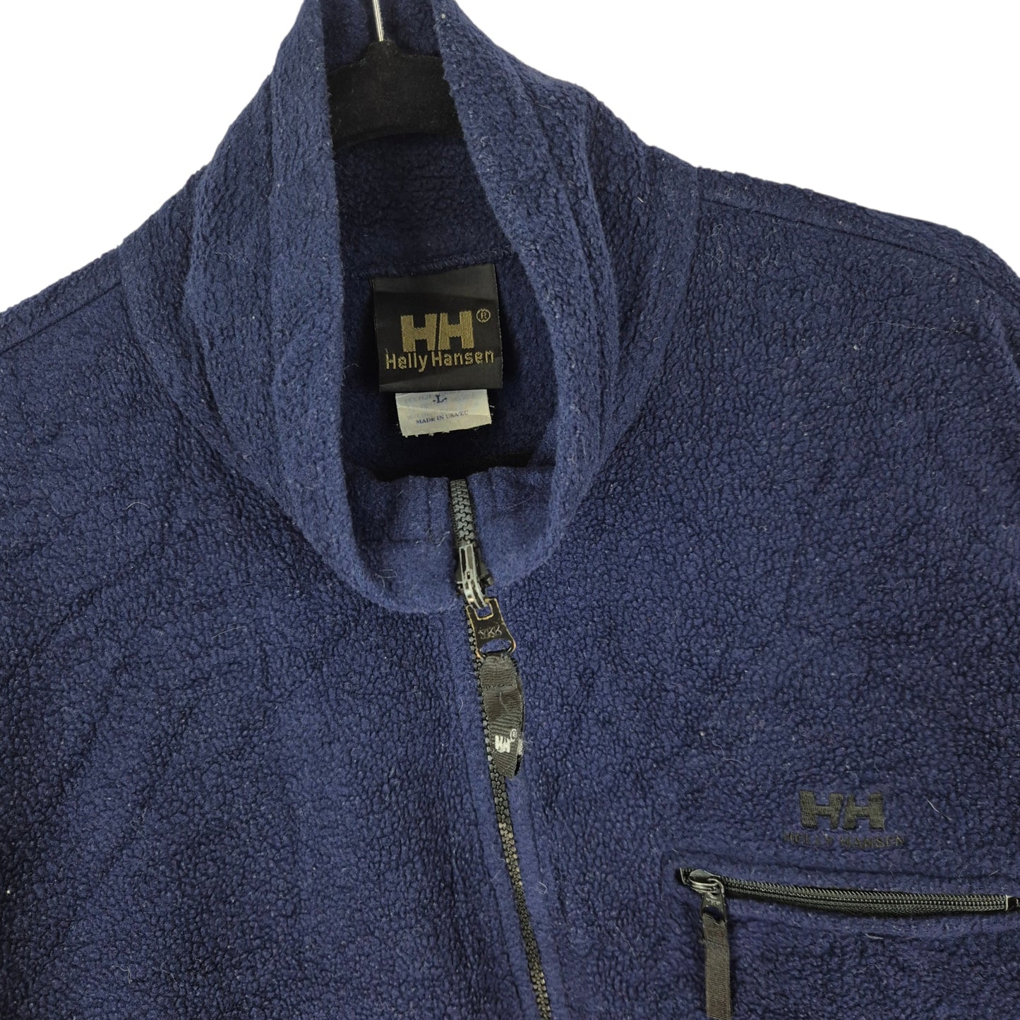 Vintage Helly Hansen 90's Dark Blue USA Made Fleece Zip Jumper Size L