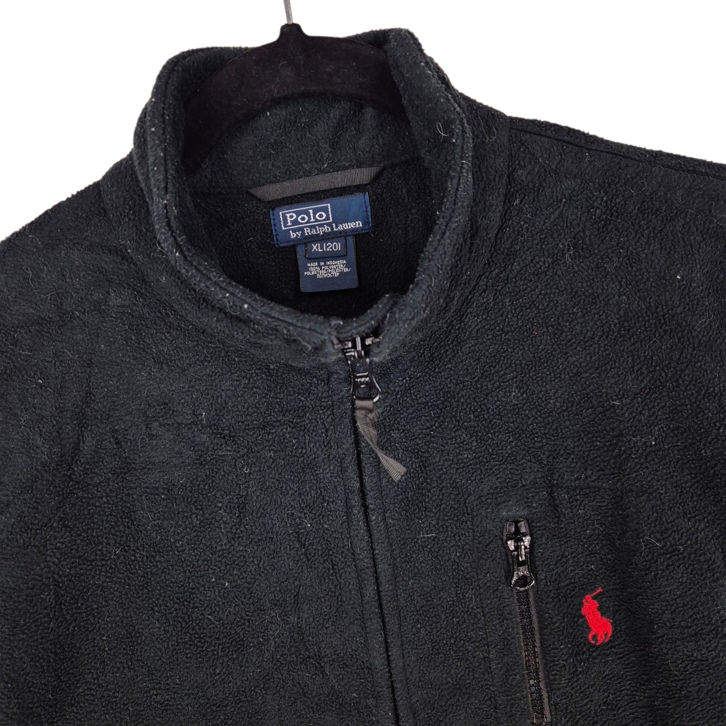 Vintage Polo Ralph Lauren 90's Black Fleece Zip Jumper Size S