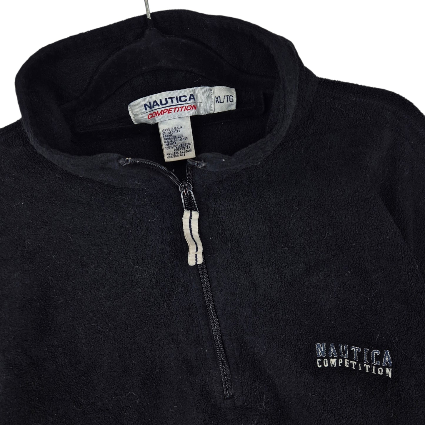 Vintage Nautica Competition 90's Black USA Made Fleece Jumper Size XL