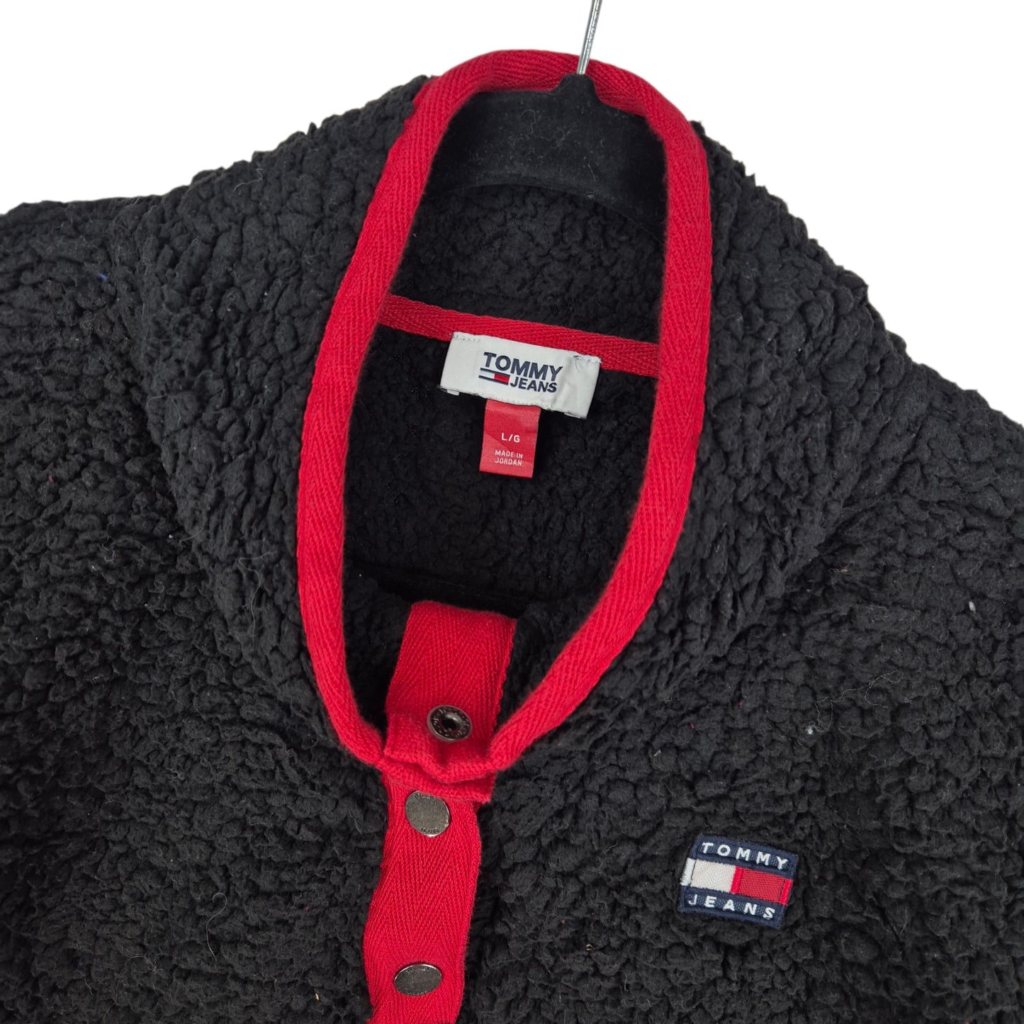 Tommy Jeans Womens Black Crop Fleece Jumper Size L