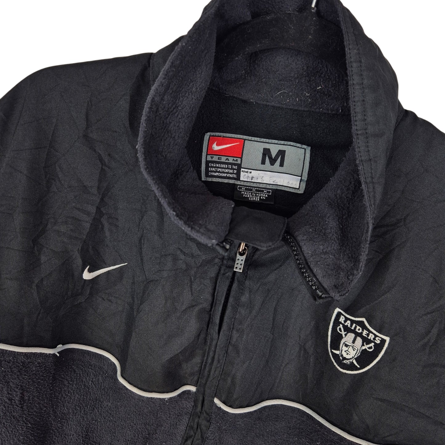 Vintage Nike 2000's NFL Oakland Raiders Black Fleece & Nylon Jacket Size M