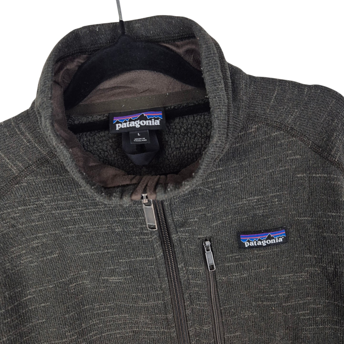 Patagonia Dark Grey Khaki Quarter Zip Fleece Jumper Size L