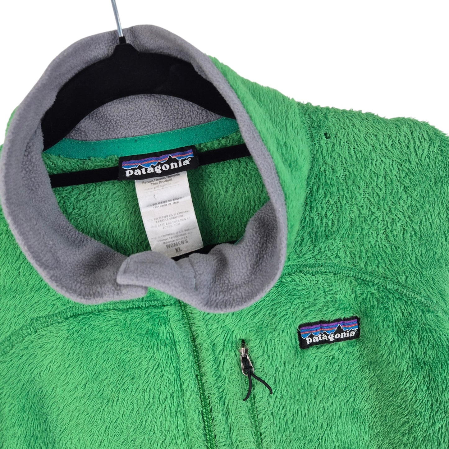 Patagonia Womens Green Mink Fleece Zip Jumper Size XL