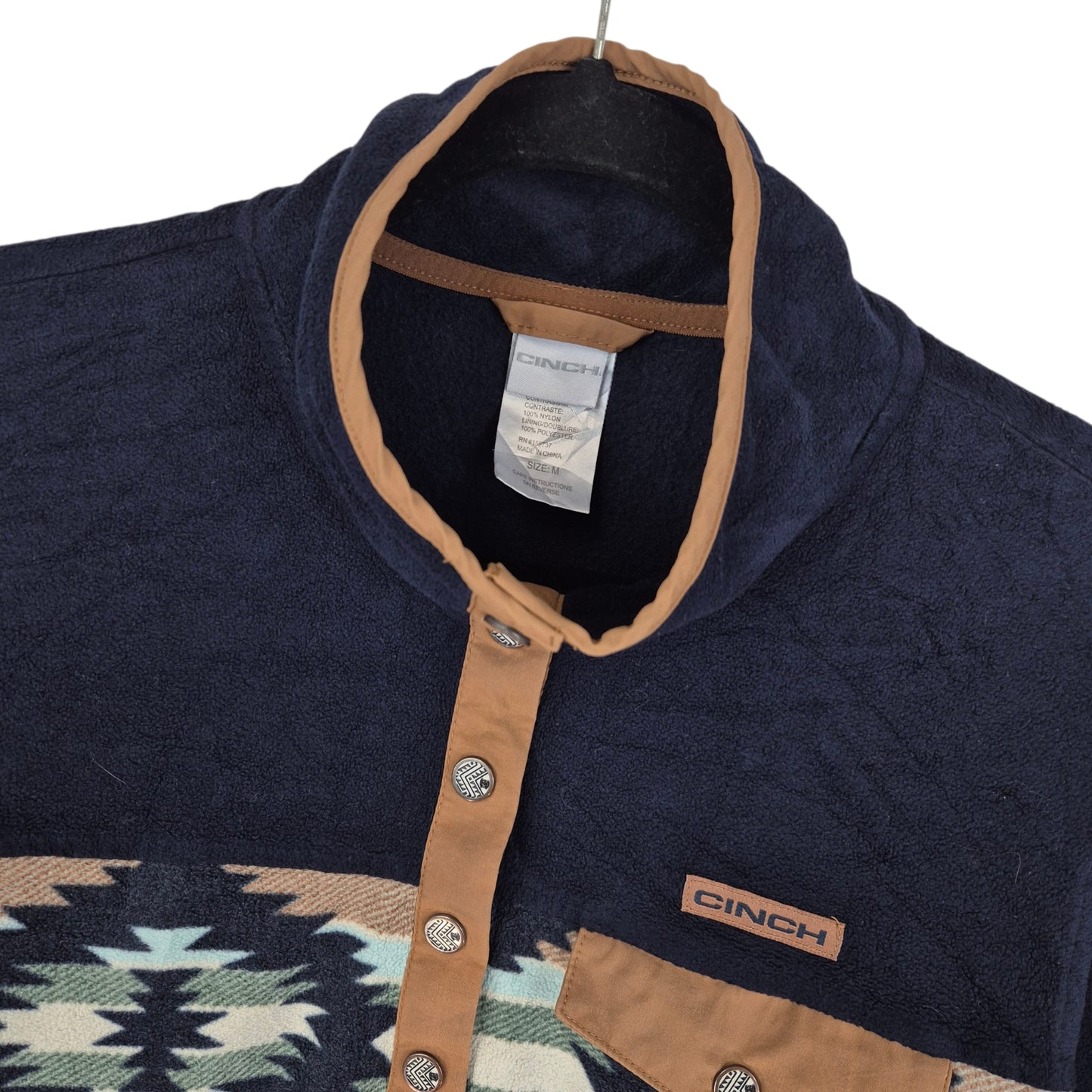 Cinch Dark Blue Half Button Fleece Jumper Size M