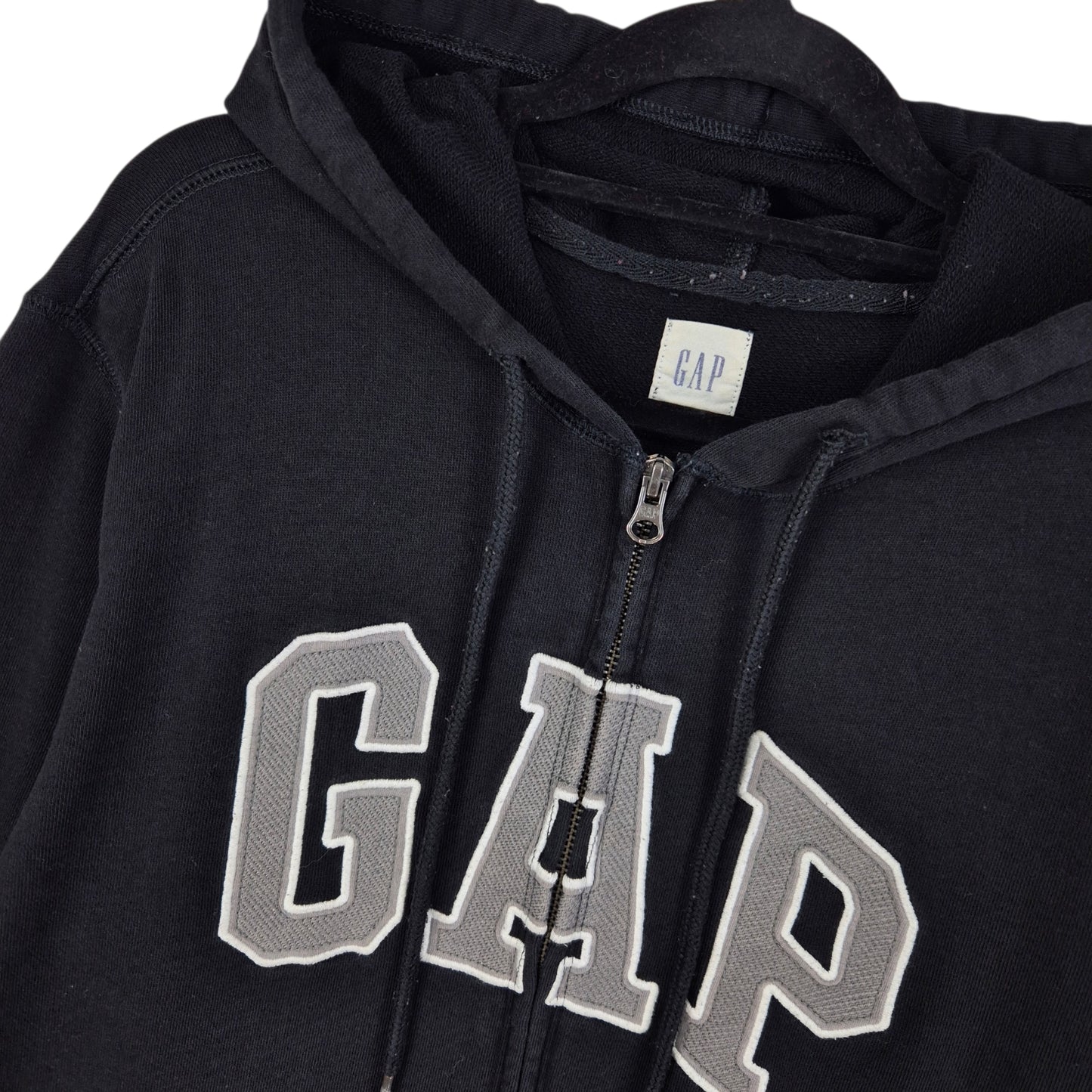 GAP Black Embroidered Zip Hoodie Size M