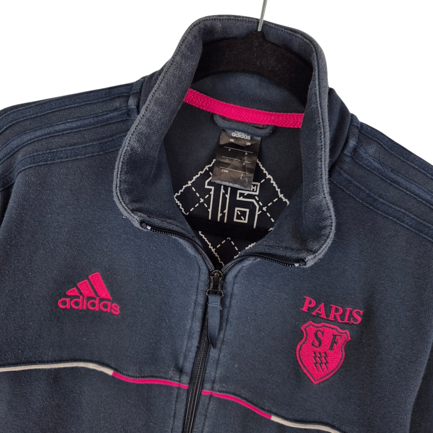 Adidas Stade Francais Rugby Dark Blue Zip Sweater Size S