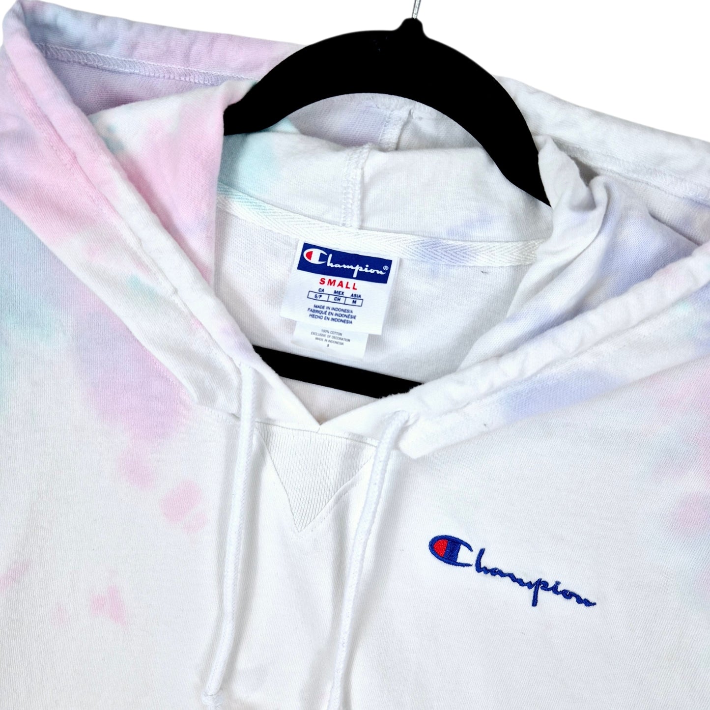 Champion Womens White Tie Dye Light Hoodie Size S