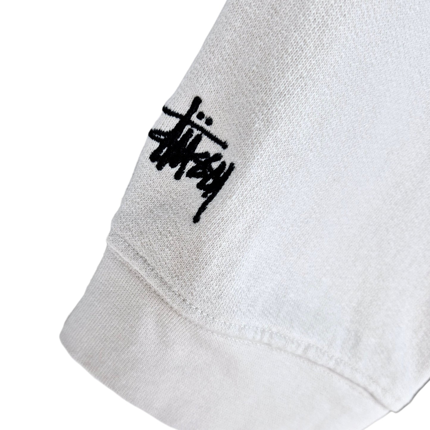 Vintage Stussy Womens Cream White Oversized Embroidered Hoodie Size S
