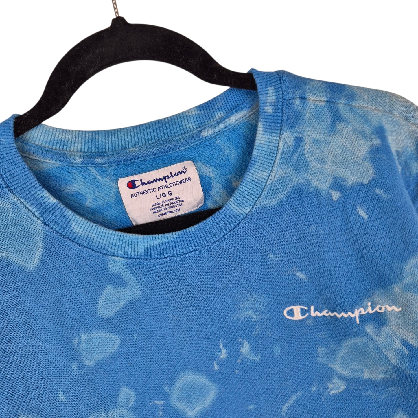 Champion Blue Tie Dye Crewneck Sweater Size L
