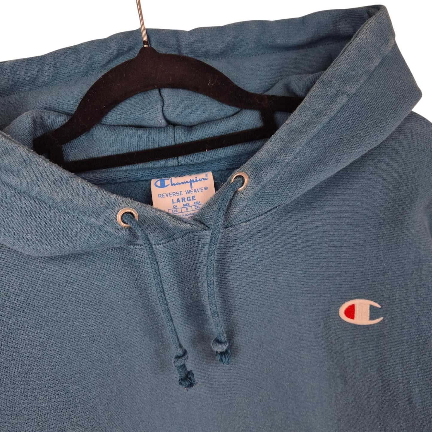 Champion Reverse Weave Womens Aqua Blue Heavy Hoodie Size L