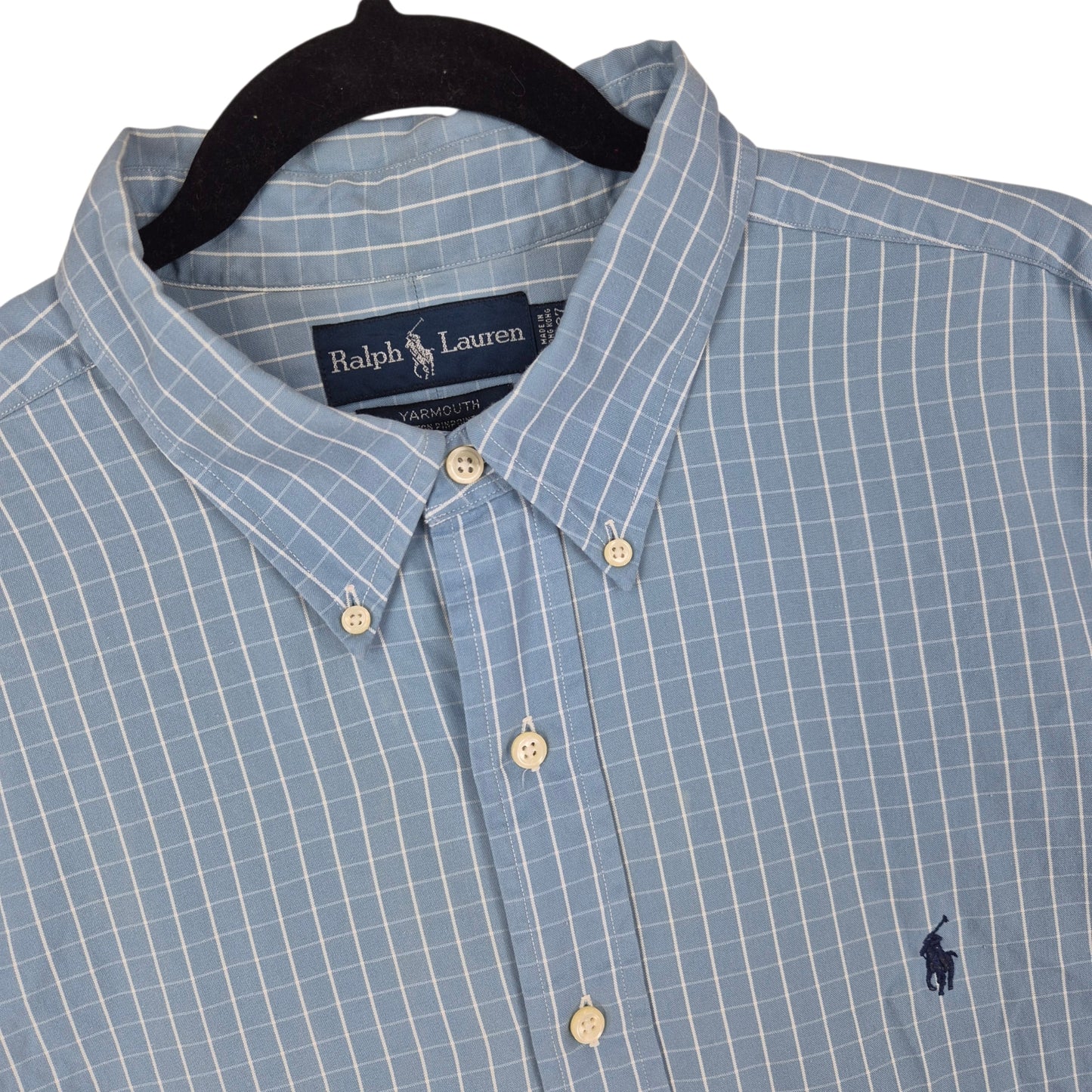 Vintage Polo Ralph Lauren 90's Steel Blue Yarmouth Dress Shirt Size 2XL