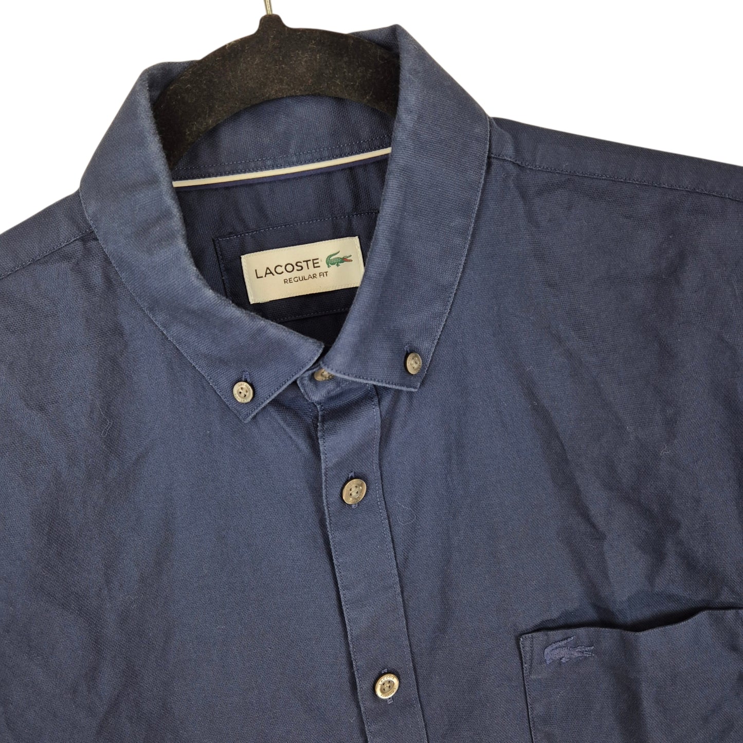 Lacoste Dark Blue Regular Fit Short Sleeve Button Shirt Size L