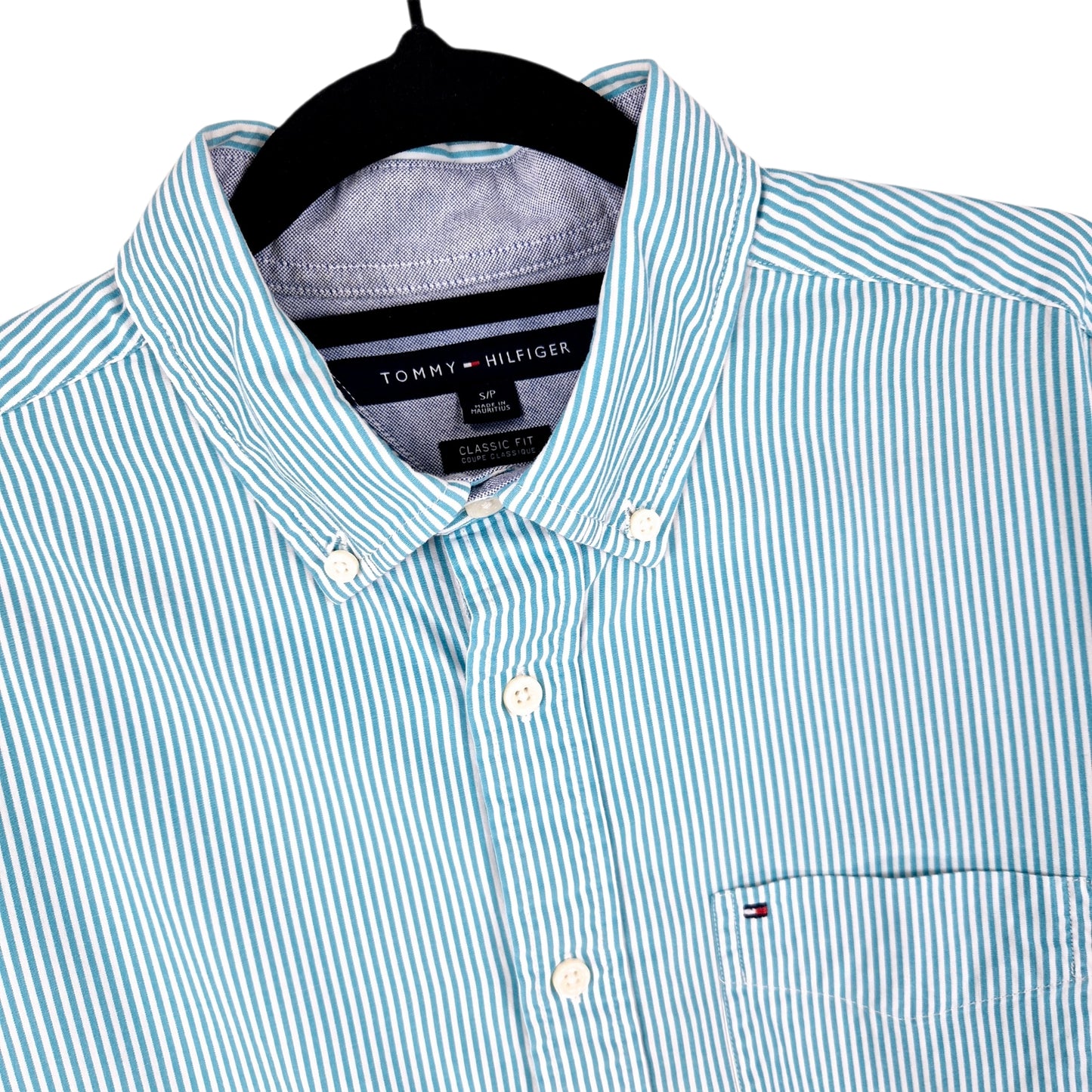 Tommy Hilfiger Blue Striped Classic Fit Dress Shirt Size S