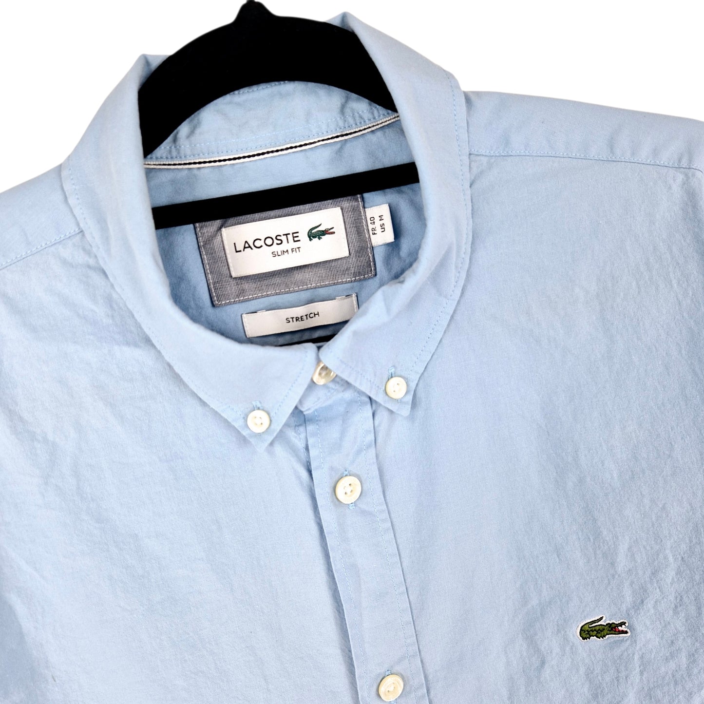 Lacoste Light Blue Slim Fit Stretch Dress Shirt Size M