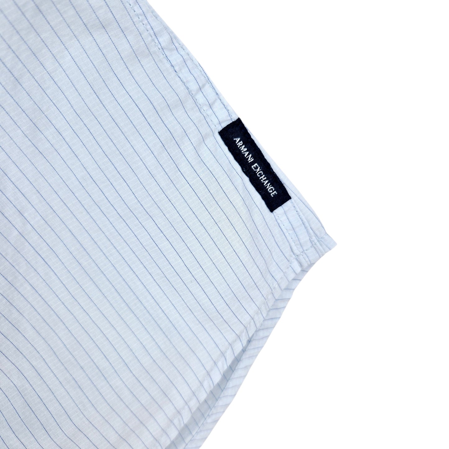 Armani Exchange Light Blue Striped Short Sleeve Button Shirt Size M