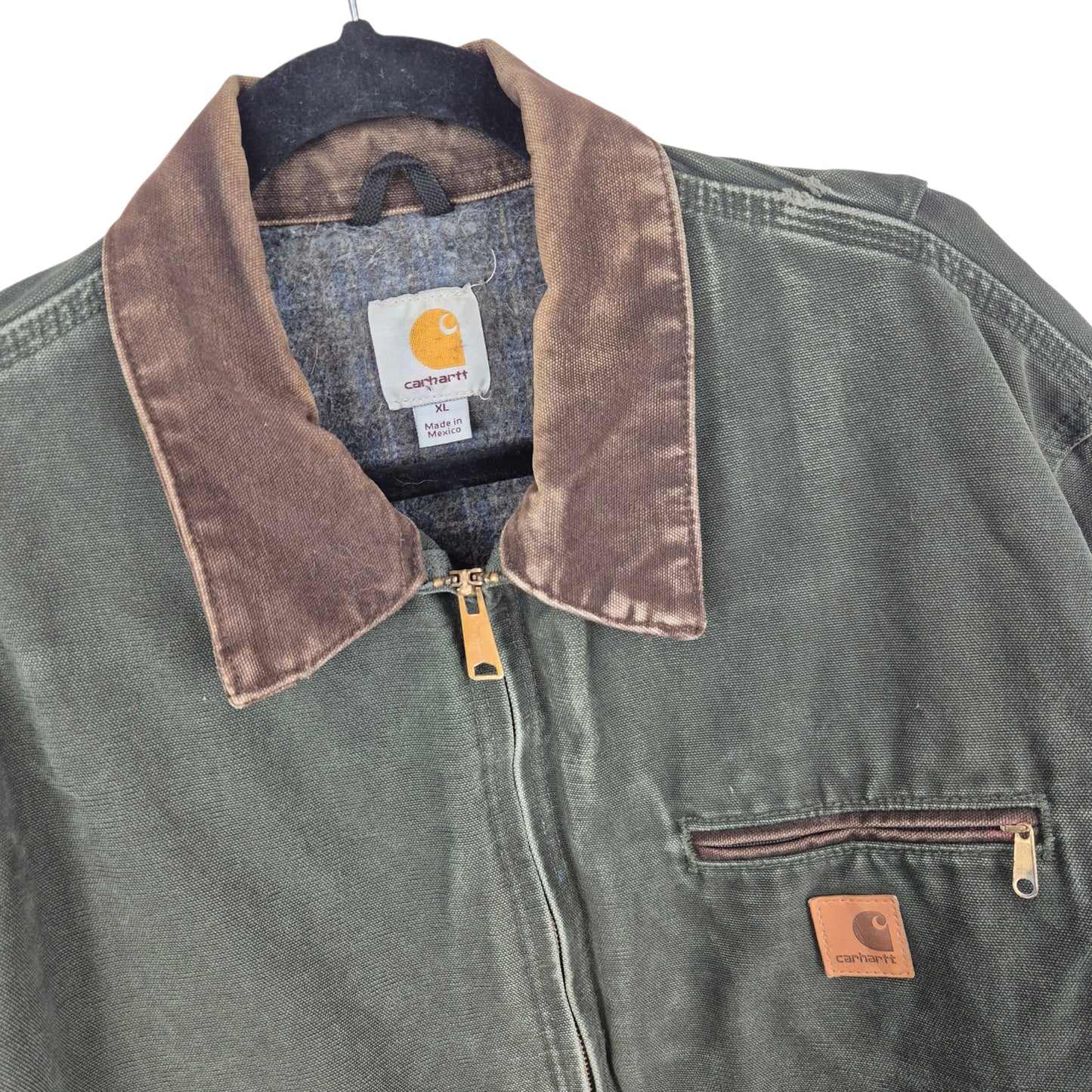 Vintage Carhartt Olive Green Extra Heavy Denim Jacket Size XL