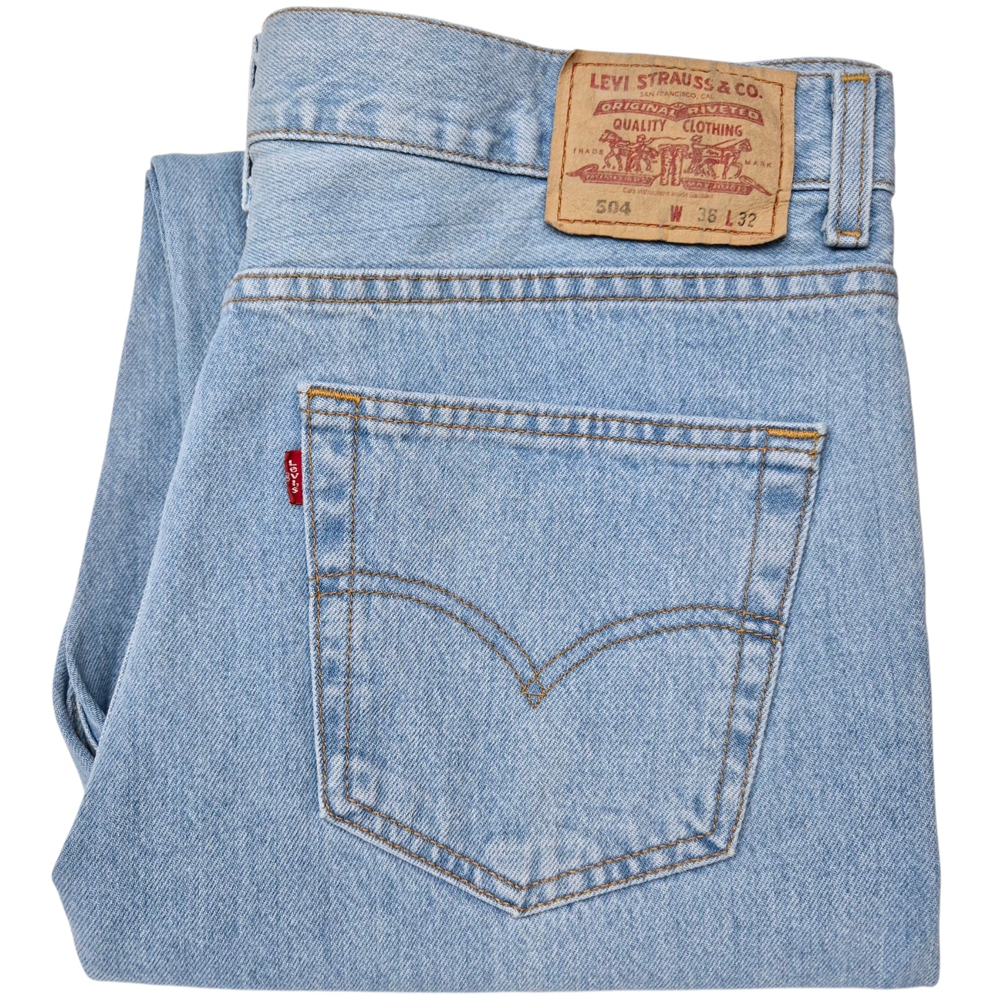 Vintage Levis 504 Jeans 2000's Light Blue Regular Heavy Rigid Denim W36