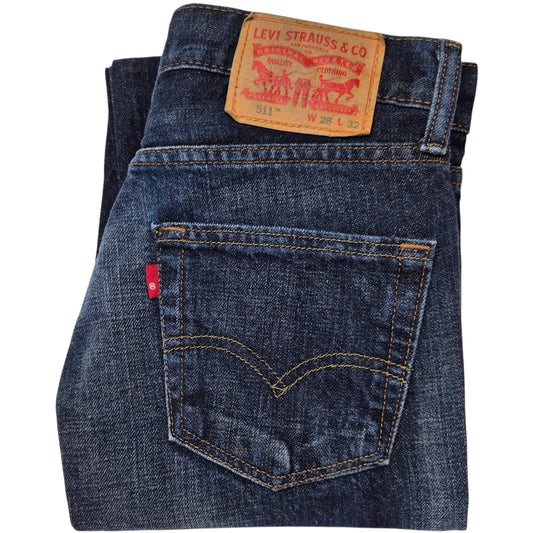 Levis 511 Jeans Dark Blue Rigid Slim Fit Denim W28