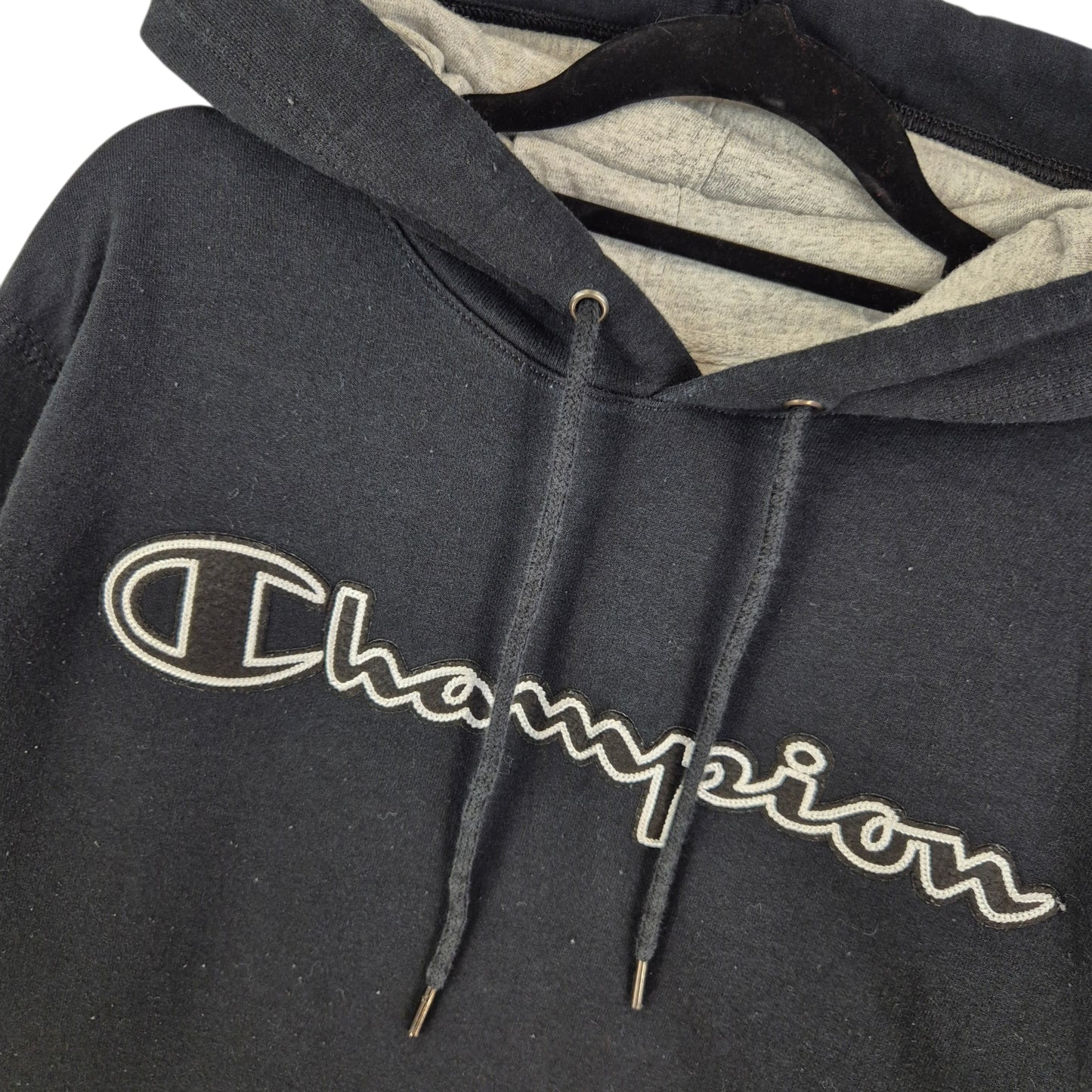 Champion Black Embroidered Hoodie Size S