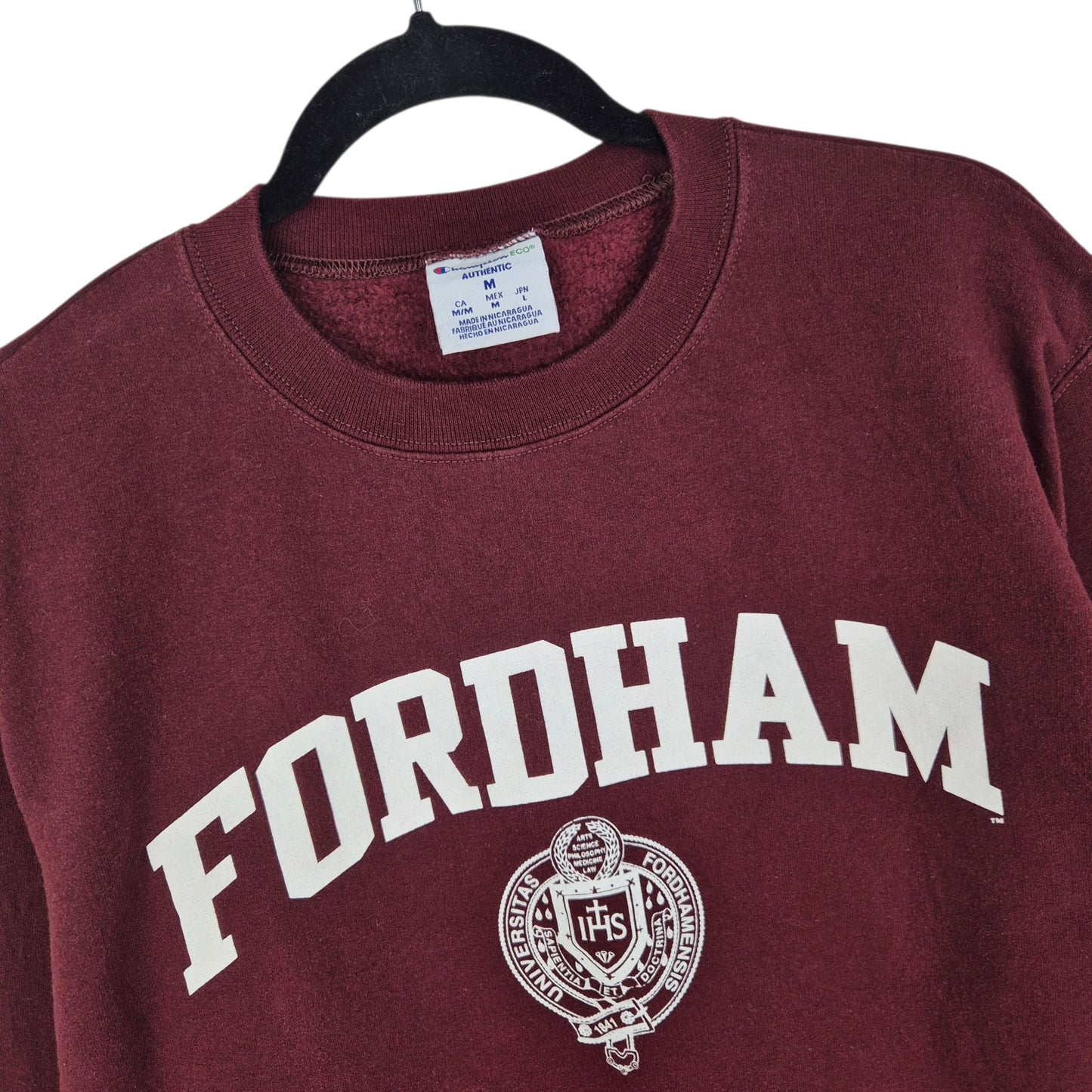 Champion Fordham University Burgundy Crewneck Sweater Size M
