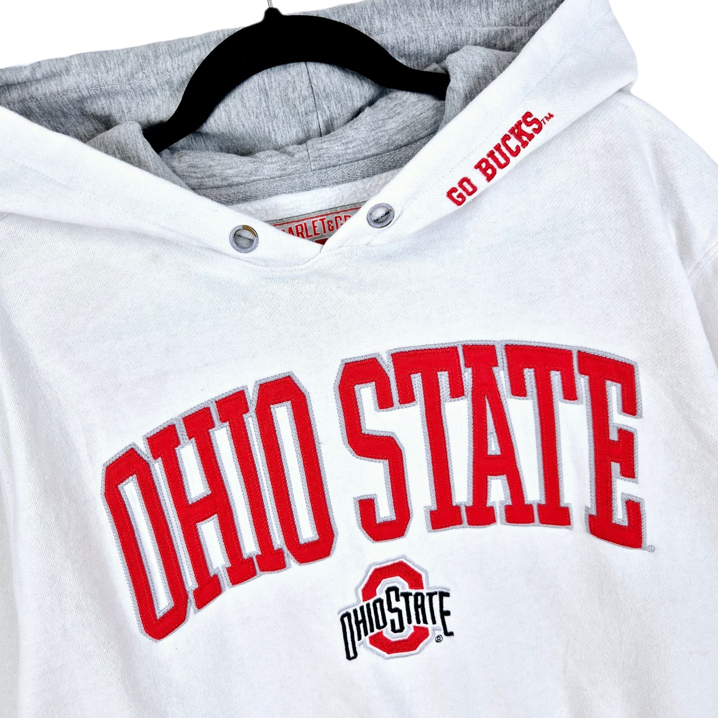 Ohio State Buckeyes White Embroidered Hoodie Size XL