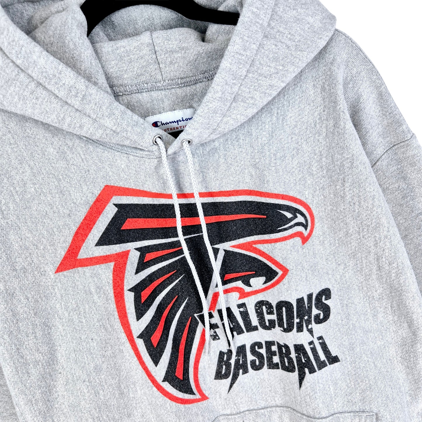 Champion Falcons Baseball Light Grey Heavy Hoodie Size L