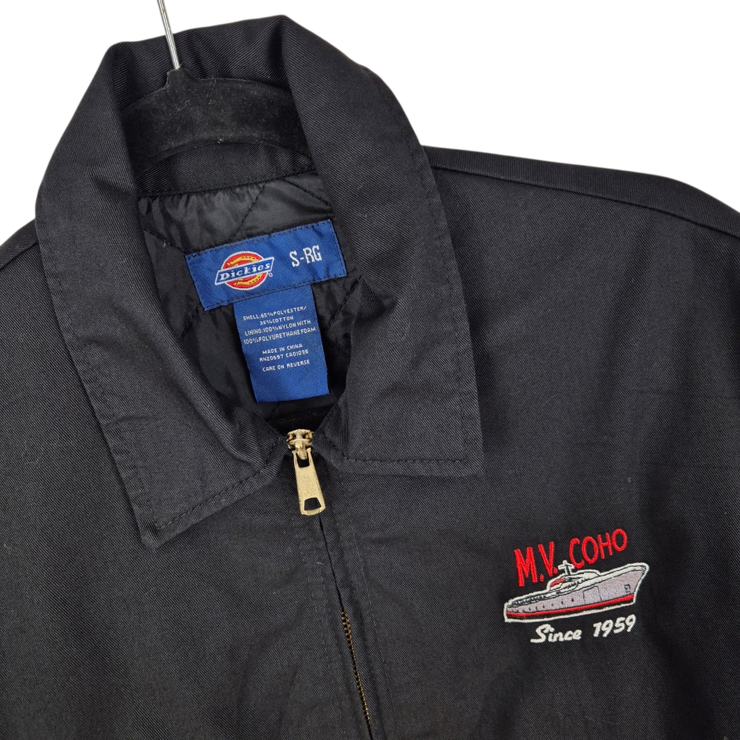 Vintage Dickies Black Ball Ferry Line Embroidered Quilted Jacket Size S