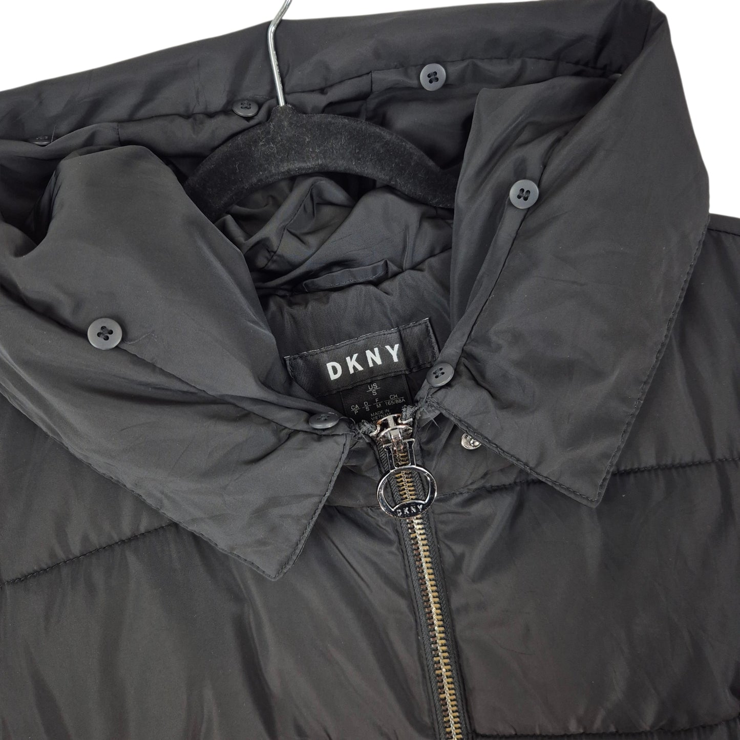DKNY Womens Black Trench Coat Puffer Jacket Size S