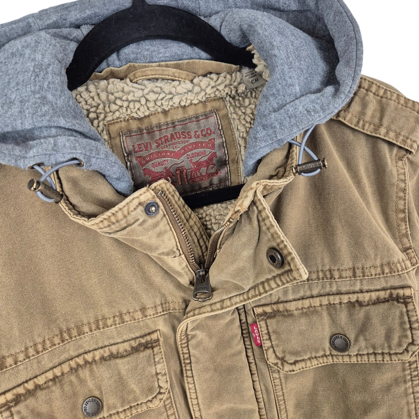 Levis Brown Fleece Insulated Heavy Denim Jacket Size S