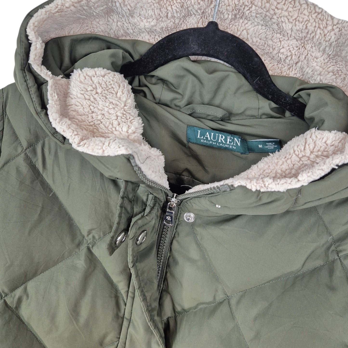 Ralph Lauren Green Label Womens Green Puffer Trench Jacket Size M