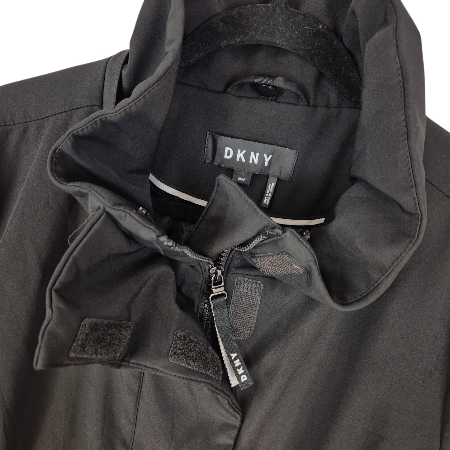 DKNY Womens Black Stretch Trench Coat Jacket Size M