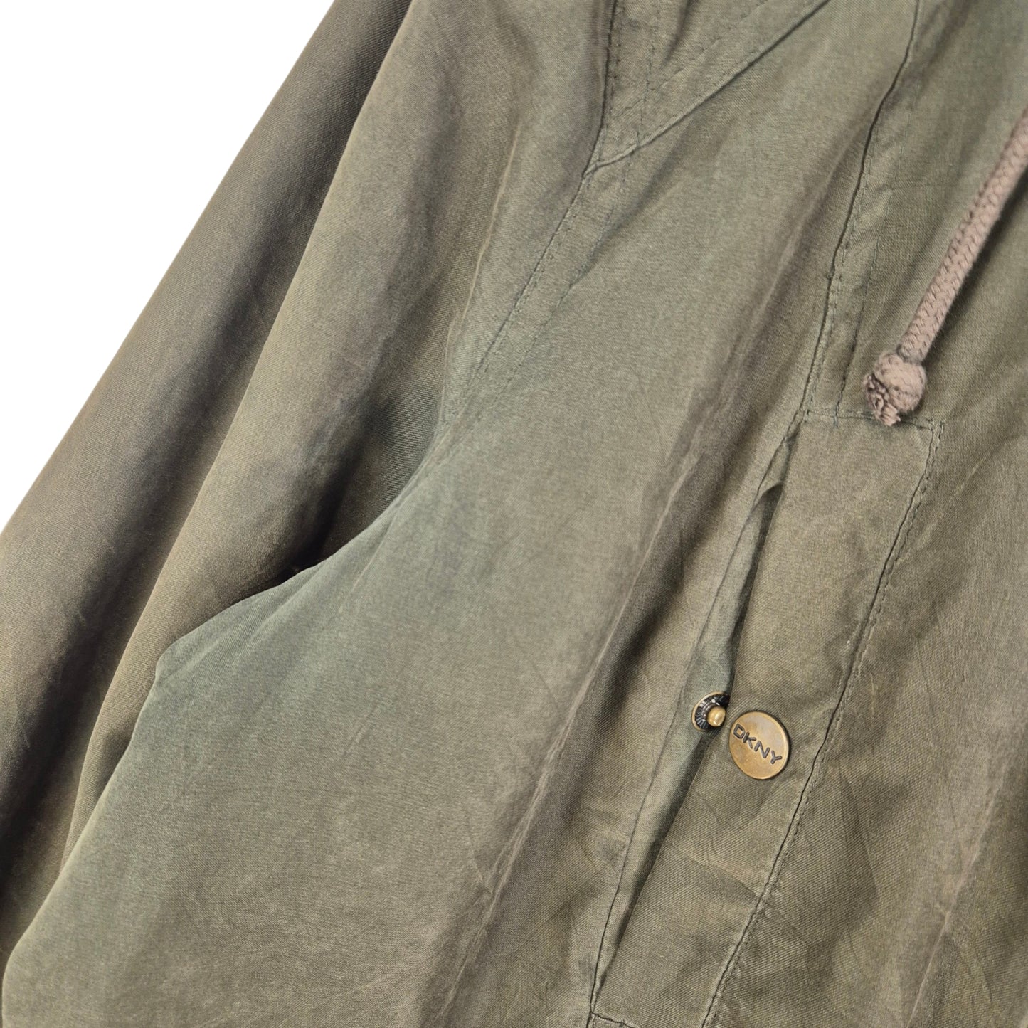 DKNY Olive Green Heavy Quilted Trench Jacket Size L