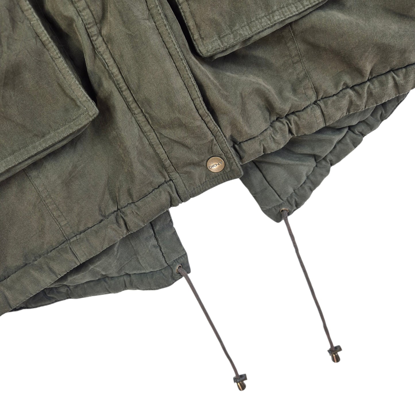 DKNY Olive Green Heavy Quilted Trench Jacket Size L