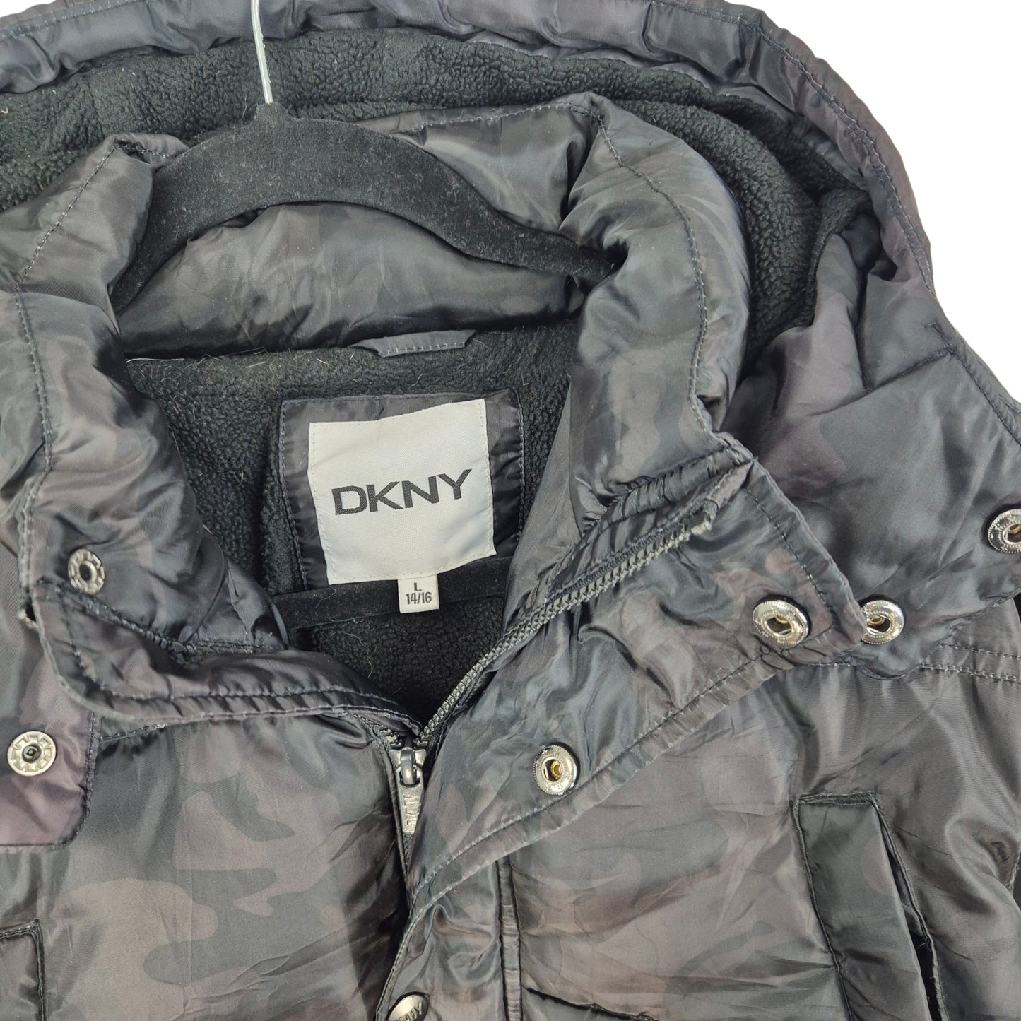 DKNY Black Camo Puffer Jacket Size S