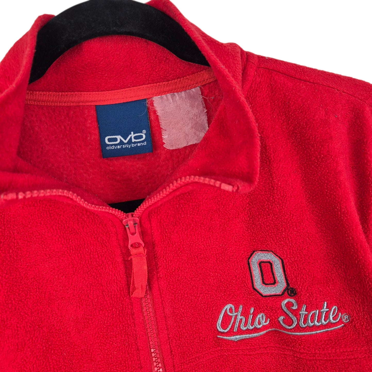 Ohio State Buckeyes Womens Red Quarter Zip Fleece Jumper Size L