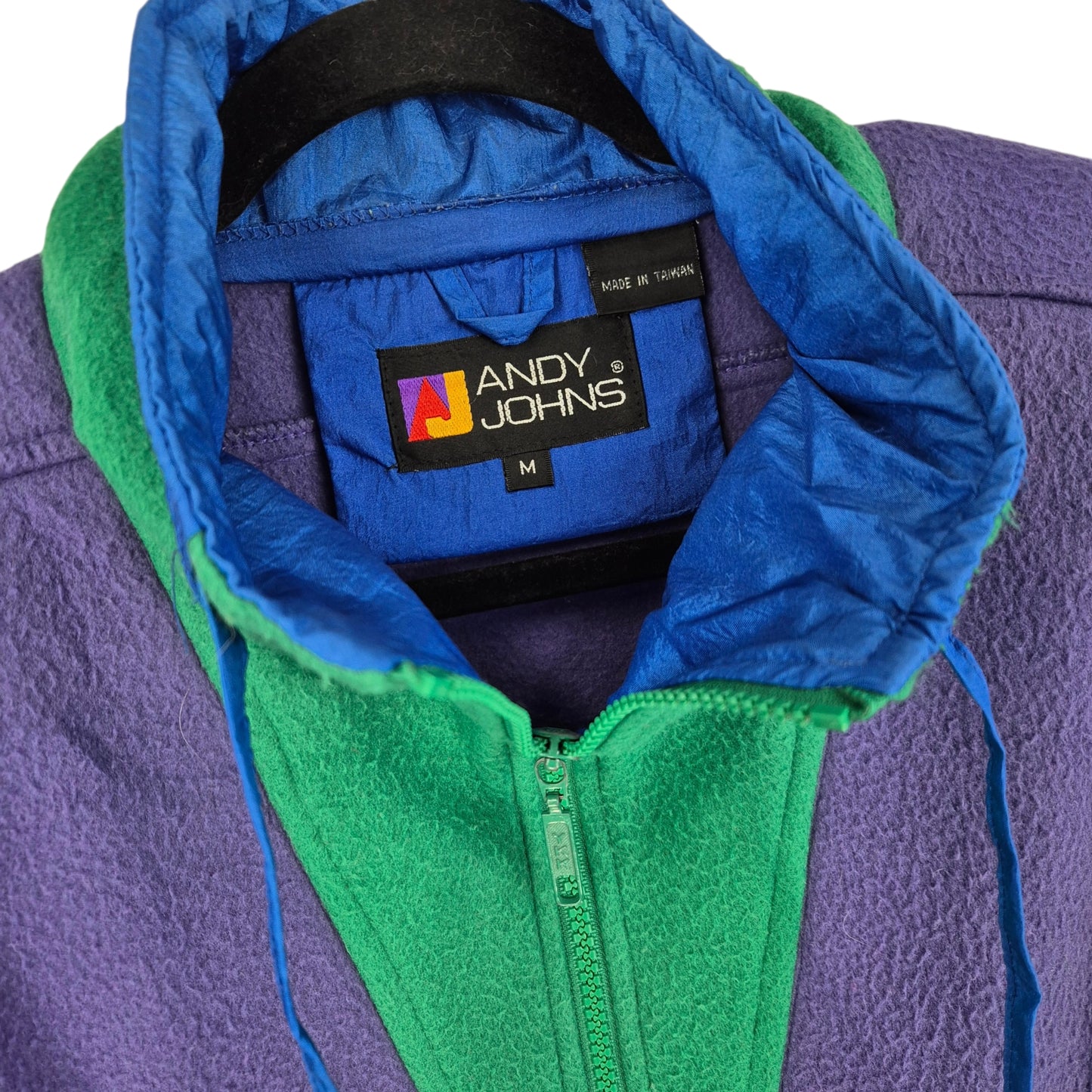 Vintage Andy Johns 90's Colourful Fleece Zip Jumper Size M
