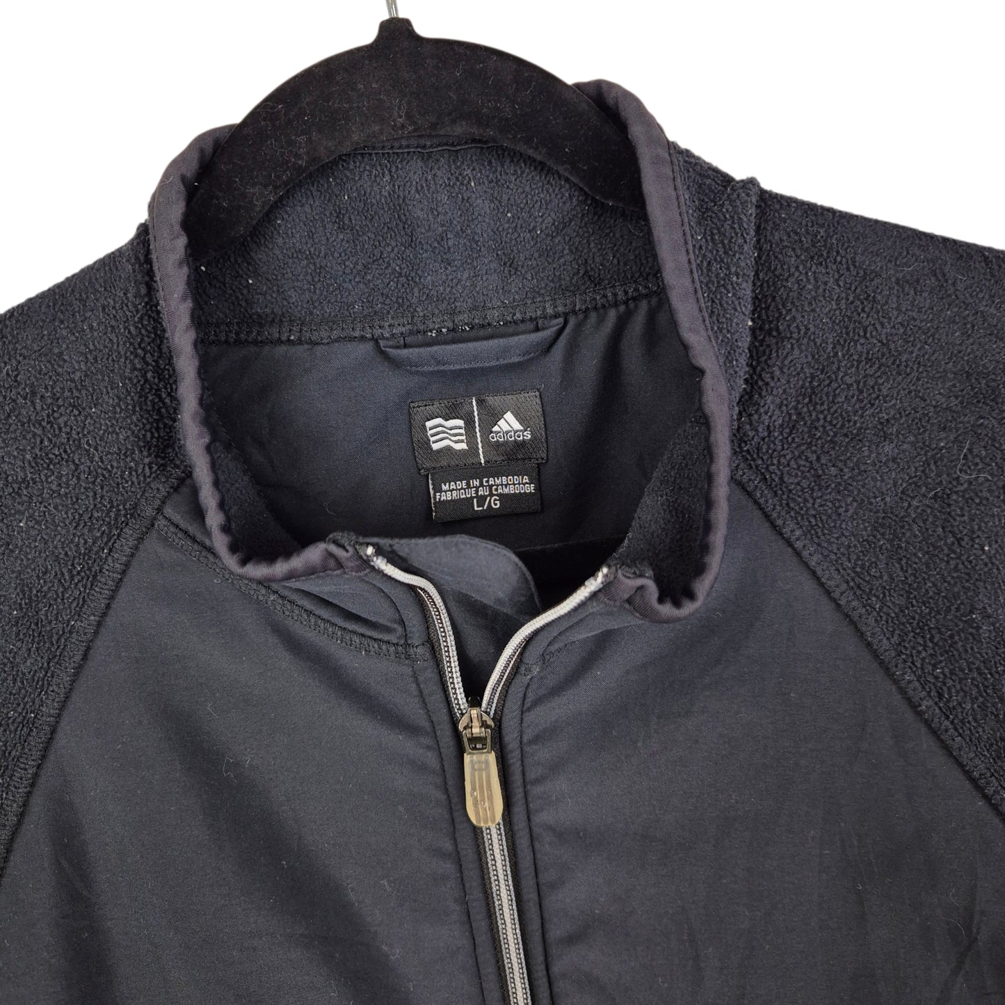 Vintage Adidas 2000's Black Climawarm Fleece Zip Jumper Size L