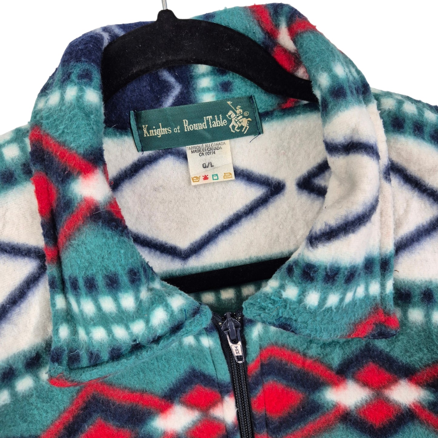 Vintage Knights of Round Table 80's Quarter Zip Canada Fleece Jumper Size L