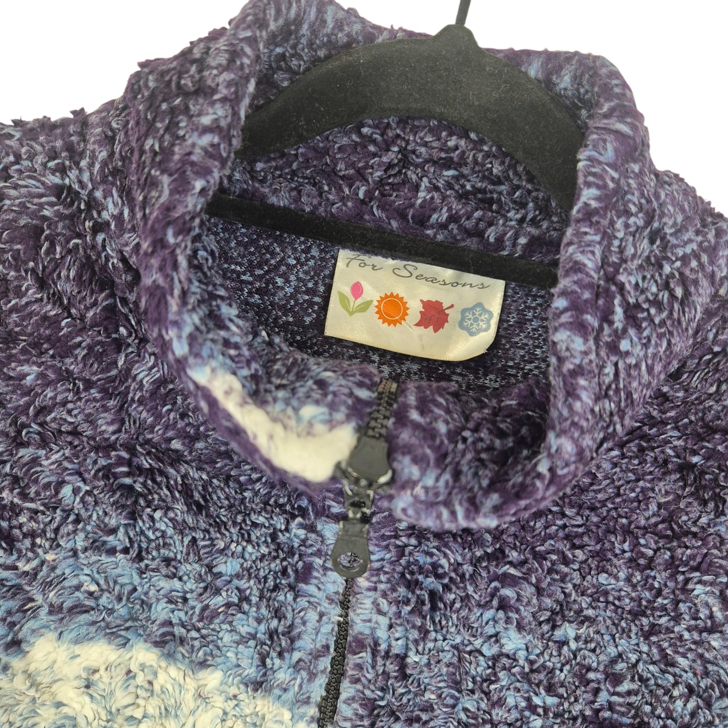 Vintage Four Seasons 80's Purple USA Made Fleece Zip Jumper Size L