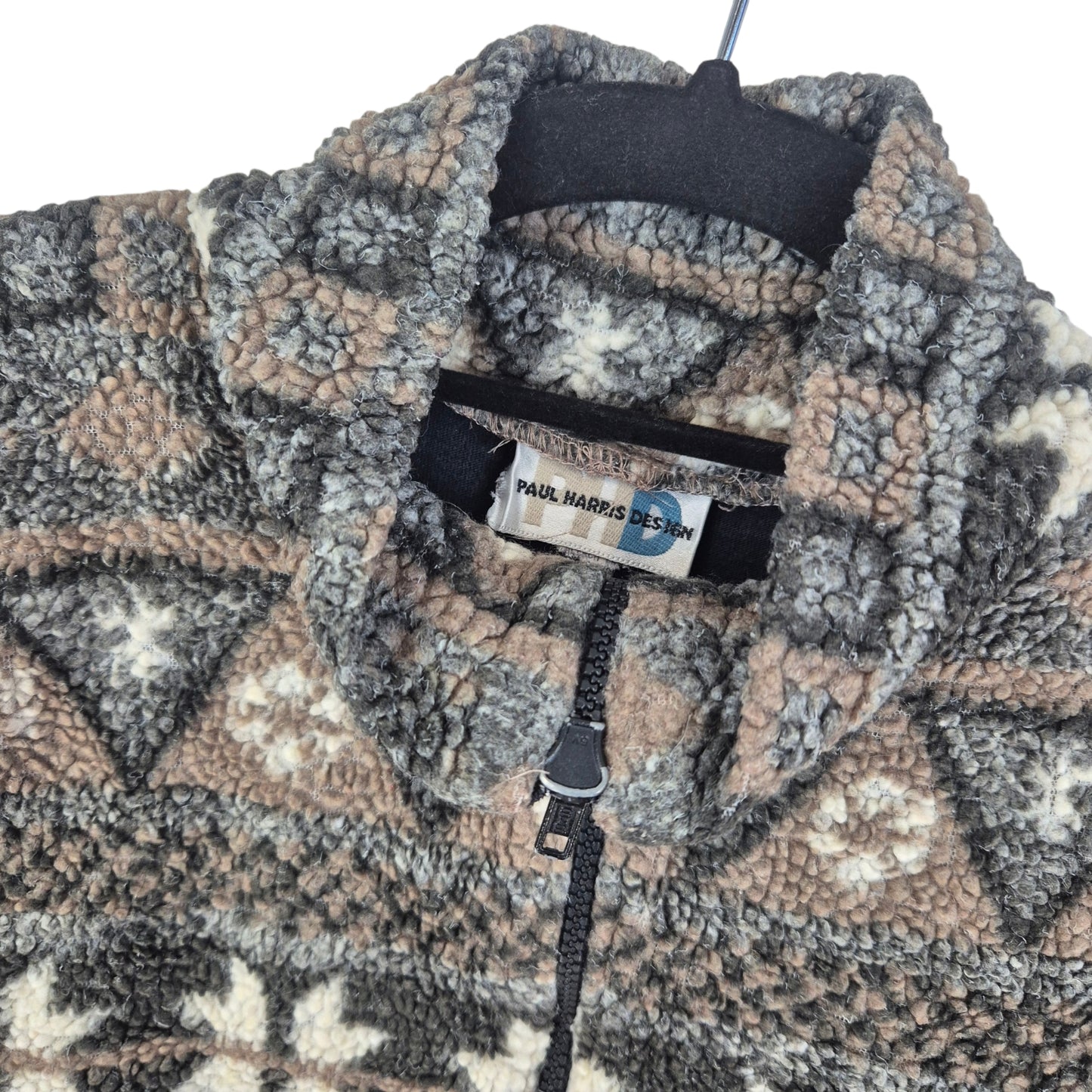 Vintage Paul Harris Design 90's Brown Quarter Zip Fleece Jumper Size S