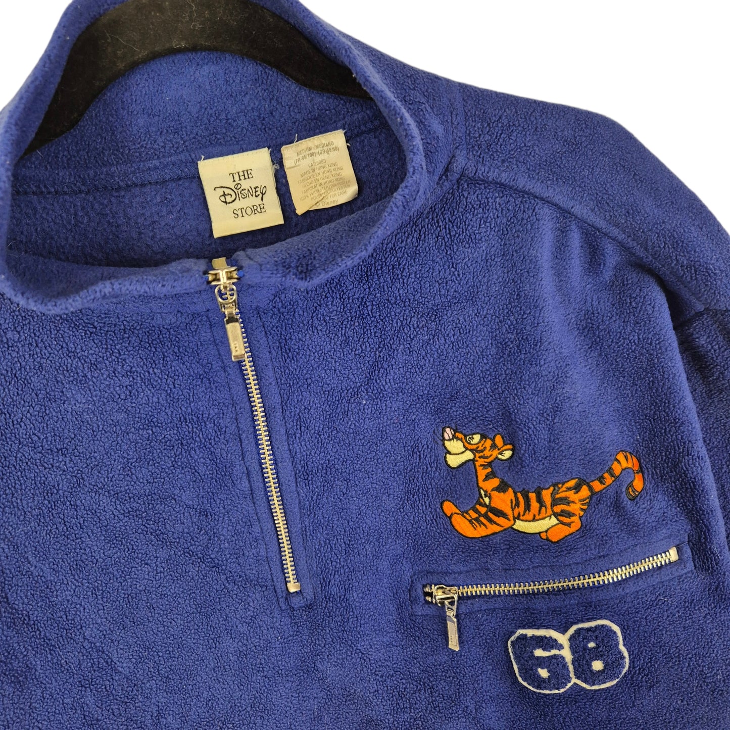Vintage Disney 90's Blue Quarter Zip Tigger Fleece Jumper Size M