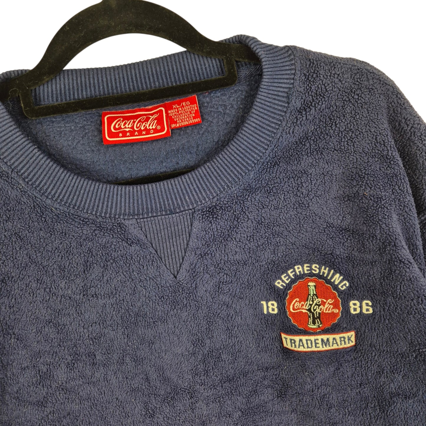 Vintage Coca Cola 90's Dark Blue Crewneck Fleece Jumper Size XL