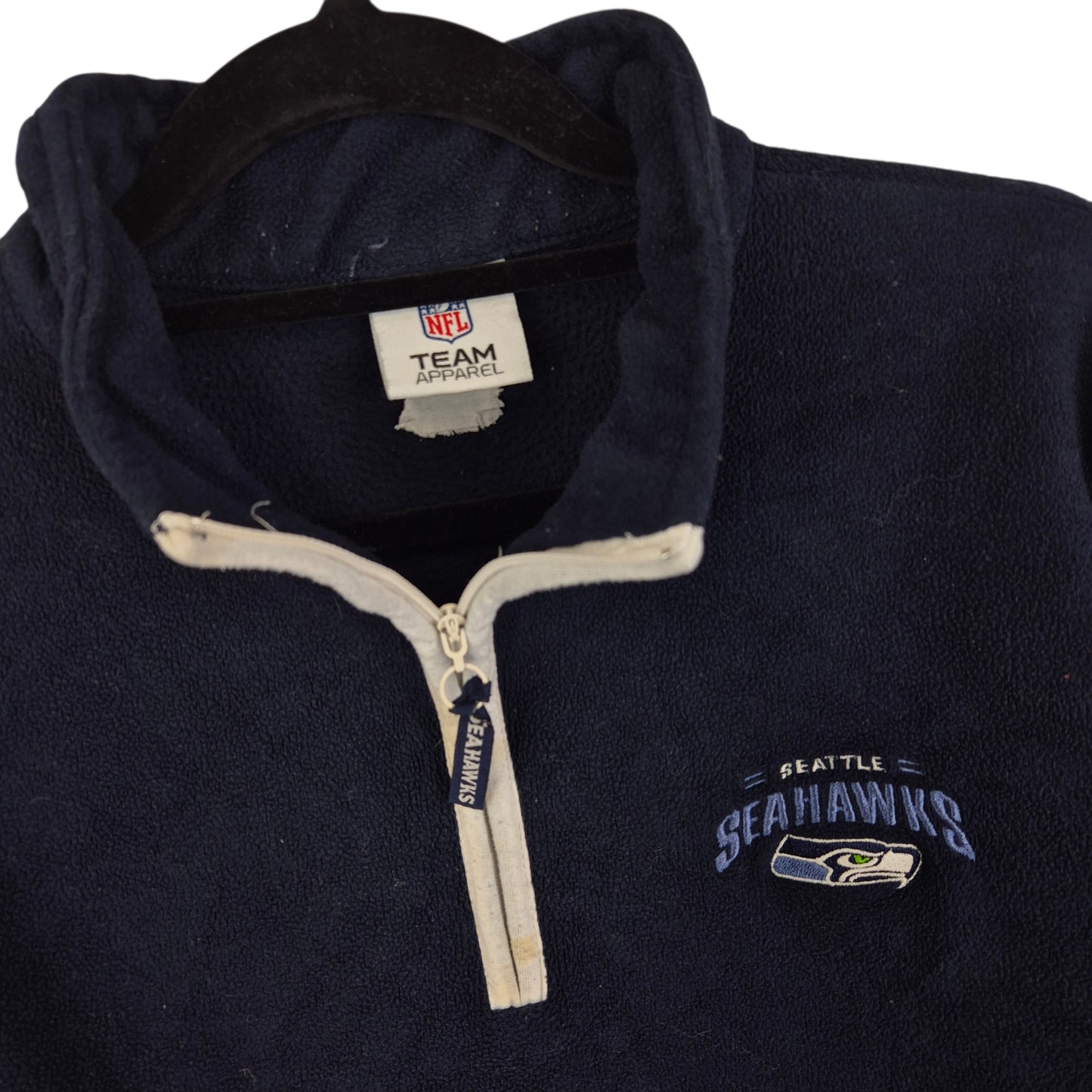 NFL Seattle Seahawks Womens Dark Blue Quarter Zip Fleece Jumper Size XL