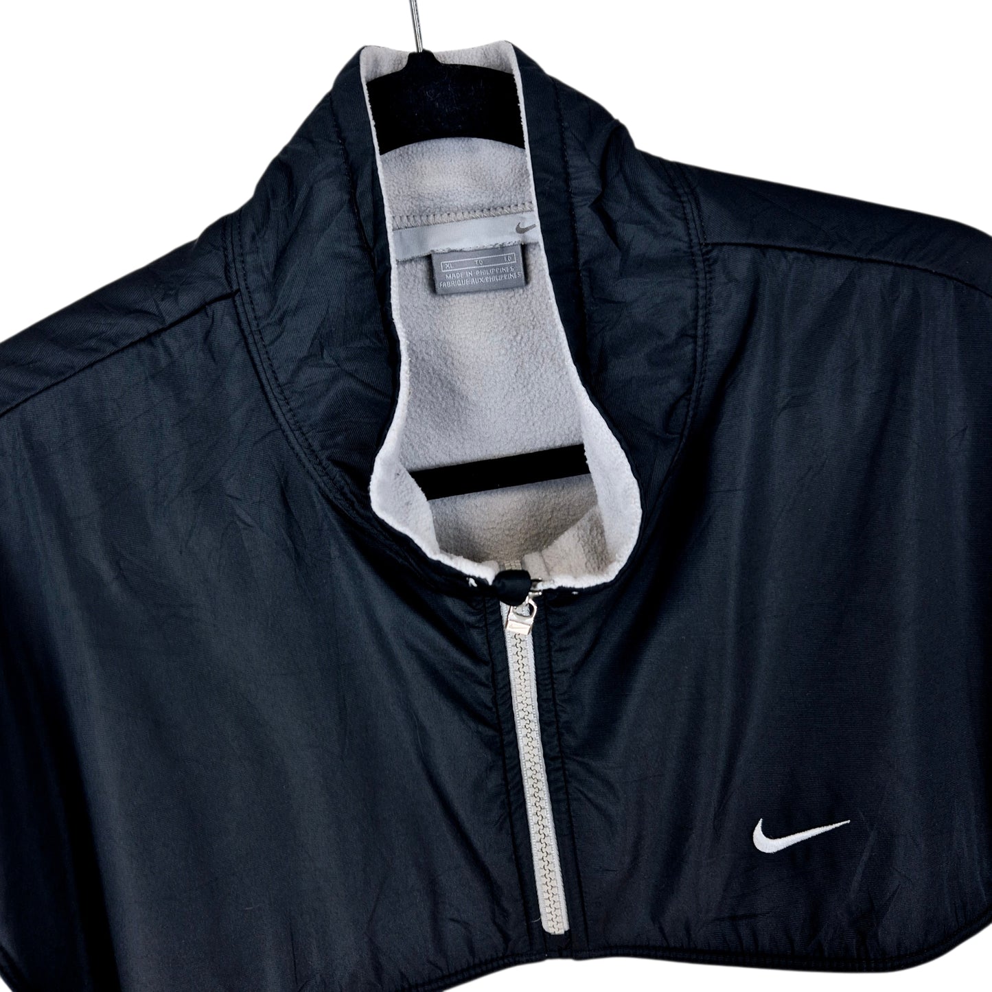 Vintage Nike 2000's Light Grey Quarter Zip Fleece Jumper Size XL