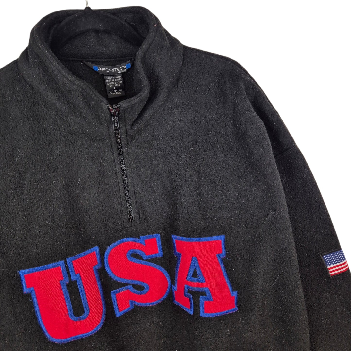Vintage Architect 90's Black USA Embroidered Fleece Jum[per Size L